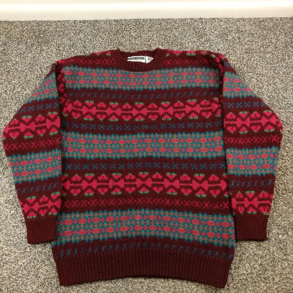 Vintage Jennifer Moore Sweater Shetland Wool Fair Isle Crewneck Womens Small
